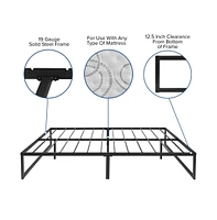 Merrick Lane Varallo 14 Inch Steel Bed Frame With Steel Slat Support For Any Mattress (No Box Spring Required