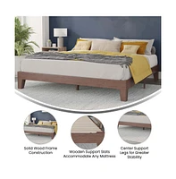 Merrick Lane Eduardo Platform Bed Frame, Solid Wood Frame With Slatted Support