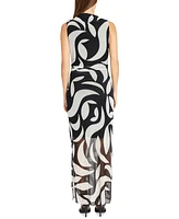 Donna Morgan Women's Mesh Printed Maxi Dress