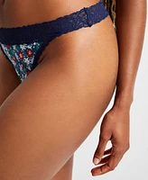 State of Day Women's Cotton Blend Lace-Trim Thong Underwear, Created for Macy's