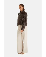 Furniq Uk Women's Brown Leather Jacket