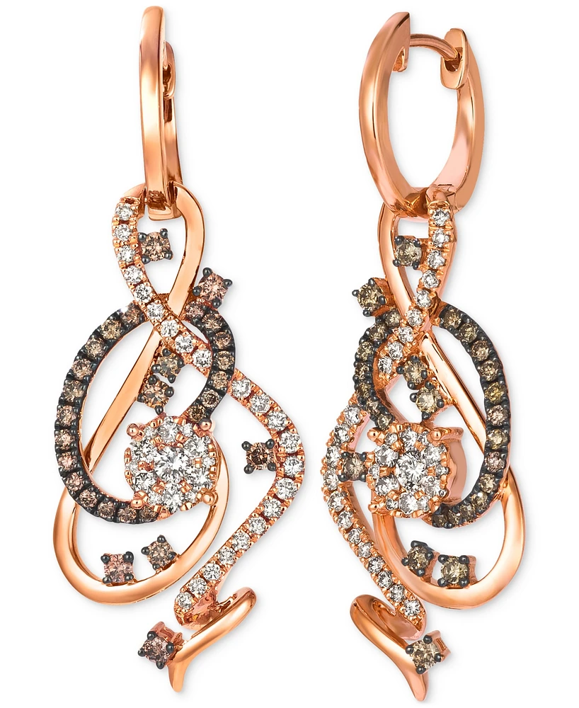 Le Vian Crazy Collection Chocolate Diamond & Nude Diamond Swirl Drop Earrings (1