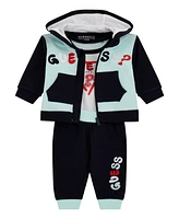 Guess Baby Boy Hooded Top, Bodysuit, and Pant Set