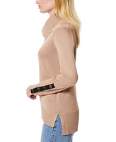 Melissa Paige Women's Petite Contrast-Cuff Cowlneck Sweater