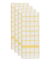 Design Imports Basic Terry Collection Windowpane Dishtowel Set, 16x26", Yellow, 4 Count