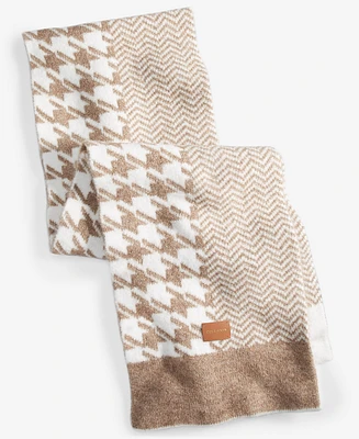 Cole Haan Oversized Mixed Houndstooth Oxford Tan Scarf