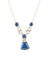 Barse Athena Genuine Blue Agate Abstract Statement Necklace