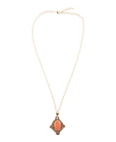 Barse Valerie Genuine Orange Sponge Coral Oval Pendant Necklace