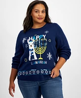 Holiday Lane Plus Happy Llamakah Embellished Sweater, Created for Macy's