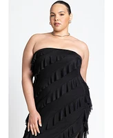 Eloquii Plus Size Ruffle Mesh Dress With Slit