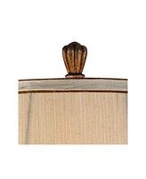 Regency Hill Senardo Traditional Table Lamp Vase Silhouette with Fluting and Floral Detail 30" Tall Gold Tan Bell Shade Decor for Living Room Bedroom