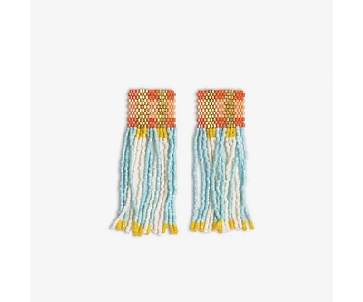 Ink + Alloy Ava Crossing Colorblock Beaded Fringe Earrings Amalfi