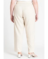 Eloquii Women's Pintuck Detail Linen Trouser