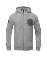 Pro Standard Men's Heather Gray Brooklyn Nets Triple Tonal Dk Full-Zip Hoodie Jacket