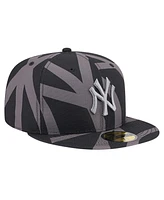 New Era Men's Black York Yankees Logo Fracture 59FIFTY Fitted Hat