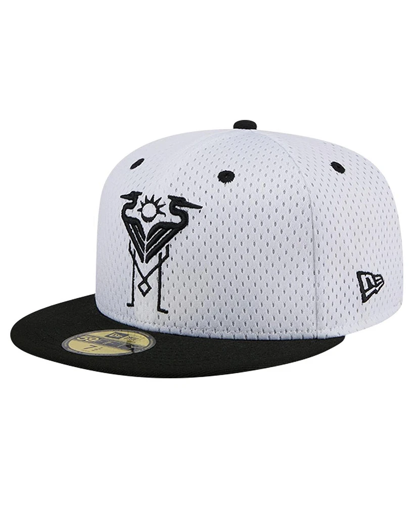New Era Men's White Inter Miami Cf Throwback Mesh 59FIFTY Fitted Hat