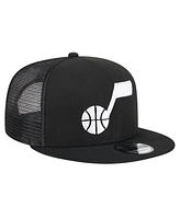 New Era Men's Black Utah Jazz Evergreen 9FIFTY Trucker Snapback Hat