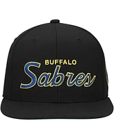 Mitchell Ness Men's Black Buffalo Sabres Core Team Script 2.0 Snapback Hat