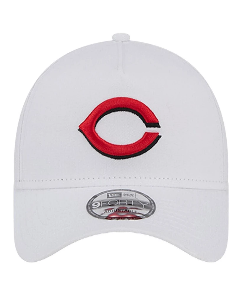 New Era Men's White Cincinnati Reds Tc A-Frame 9FORTY Adjustable Hat