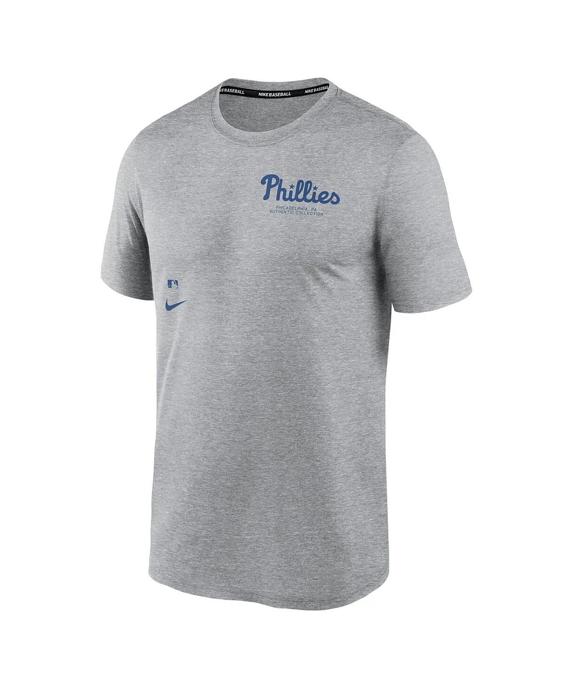 Nike Men's Heather Charcoal Philadelphia Phillies Authentic Collection Early Work Tri-Blend Performance T-Shirt