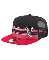 New Era Men's Black/Red Atlanta Falcons Half Stripe Trucker 9FIFTY Snapback Hat