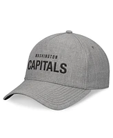 Fanatics Signature Men's Heather Gray Washington Capitals Elements A-Frame Leather Strapback Hat