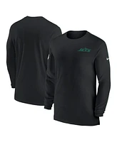 Nike Men's Black New York Jets Sideline Coach Uv Performance Long Sleeve T-Shirt