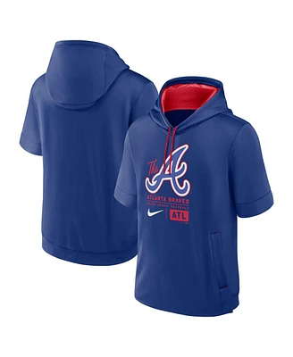 Nike Men's Royal Atlanta Braves City Connect Color Block Short Sleeve Pullover Hoodie
