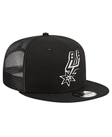 New Era Men's Black San Antonio Spurs Evergreen Meshback 9FIFTY Snapback Hat