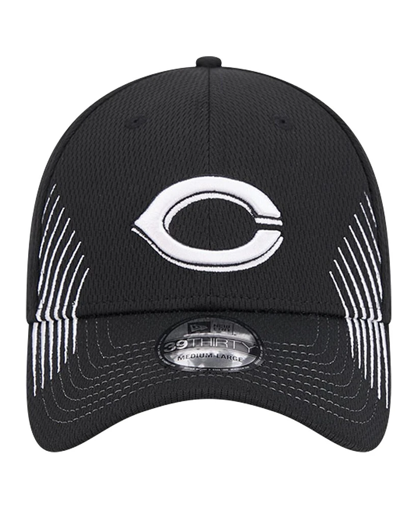 New Era Men's Black Cincinnati Reds Active Dash Mark 39THIRTY Flex Hat