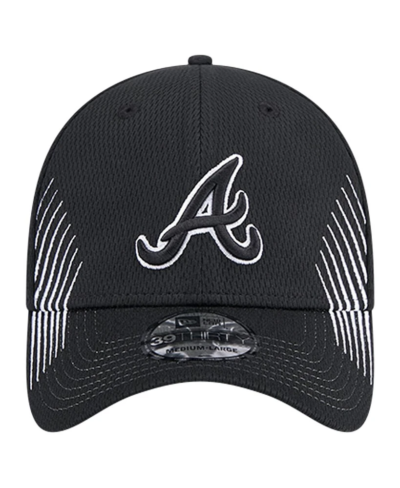 New Era Men's Black Atlanta Braves Active Dash Mark 39THIRTY Flex Hat