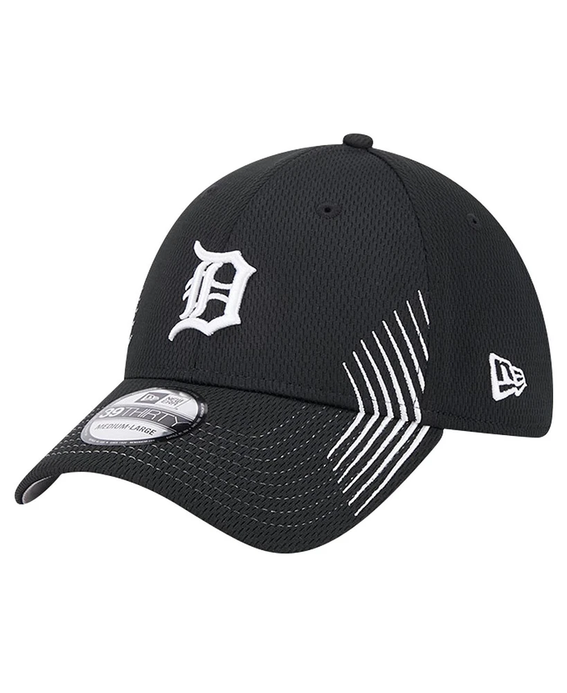 New Era Men's Black Detroit Tigers Active Dash Mark 39THIRTY Flex Hat