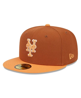 New Era Men's Brown/Orange York Mets Spring Color Basic Two-Tone 59FIFTY Fitted Hat