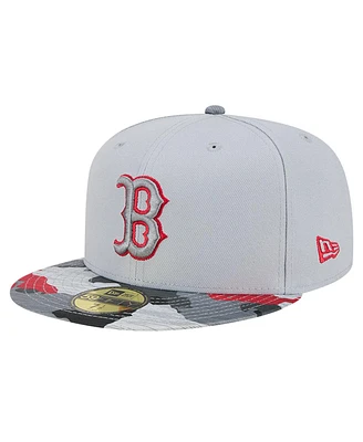 New Era Men's Gray Boston Red Sox Active Team Camo 59FIFTY Fitted Hat