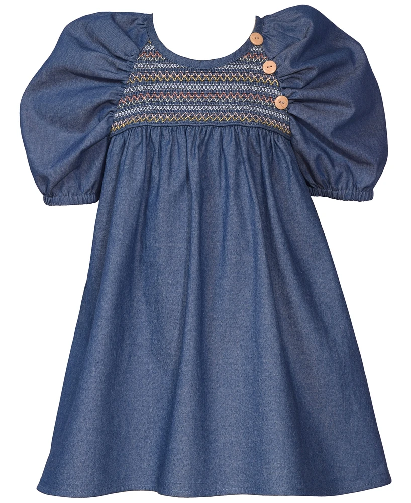 Bonnie Jean Toddler & Little Girls Cotton Denim Smocked Dolman Dress