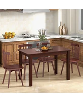 Costway Extendable Dining Table Folding Rubber Wood Table for 4 People with Safety Locks