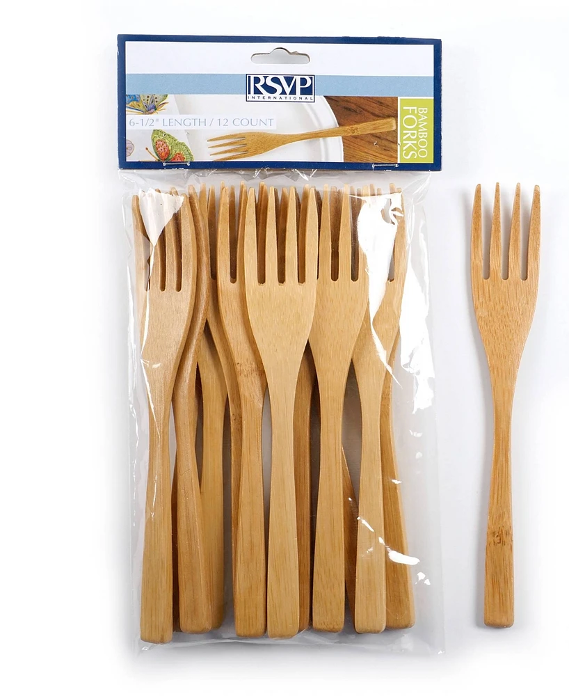 Rsvp International Wood 12 Piece 6.75"Fork Set