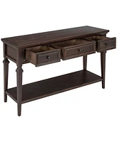 Streamdale Furniture Classic Retro Style Console Table With Three Top Drawers And Open Style Bottom Shelf