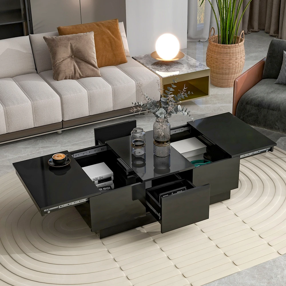 Simplie Fun Multi-Use Coffee Table with Hidden Storage & Sliding Top