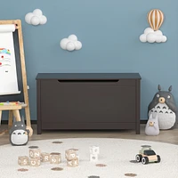 Kids Wooden Toy Box Storage With Safety Hinged Lid For Ages 3+ (Dark Brown)
