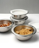 Rsvp International Endurance Stainless Steel 4 Piece 1 Cup Prep Bowls With Plastic Lid Set