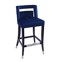 Suede Velvet Barstool With Nailheads Living Room Chair 2 Pcs Set - 30 Inch Seater Height