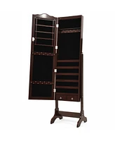 Sugift 14 Led Jewelry Armoire Cabinet with Full Length Mirror and 4 Tilting Angles