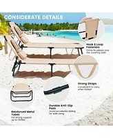 Inolait Beach Chaise Lounge Chair with Face Hole and Removable Pillow