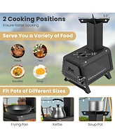 Costway Portable Wood Burning Stove Wood Camping Stove Heater with 2 Cooking Positions