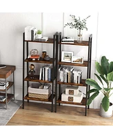 Costway 4-Tier Bookshelf Industrial Display Storage Shelf Plant Flower Stand Metal Frame