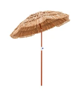 Costway Patio 6FT Tropical Thatched Tiki Beach Umbrella Portable Outdoor Market Tilt