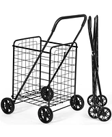 Costway Folding Shopping Cart Utility Trolley Portable For Grocery Laundry Travel