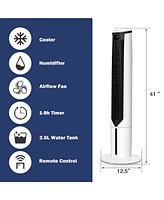 Costway 3-In-1 Evaporative Air Cooler 41'' Portable Tower Fan Humidifier