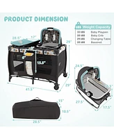 4 1 Convertible Portable Baby Playard Newborn Napper